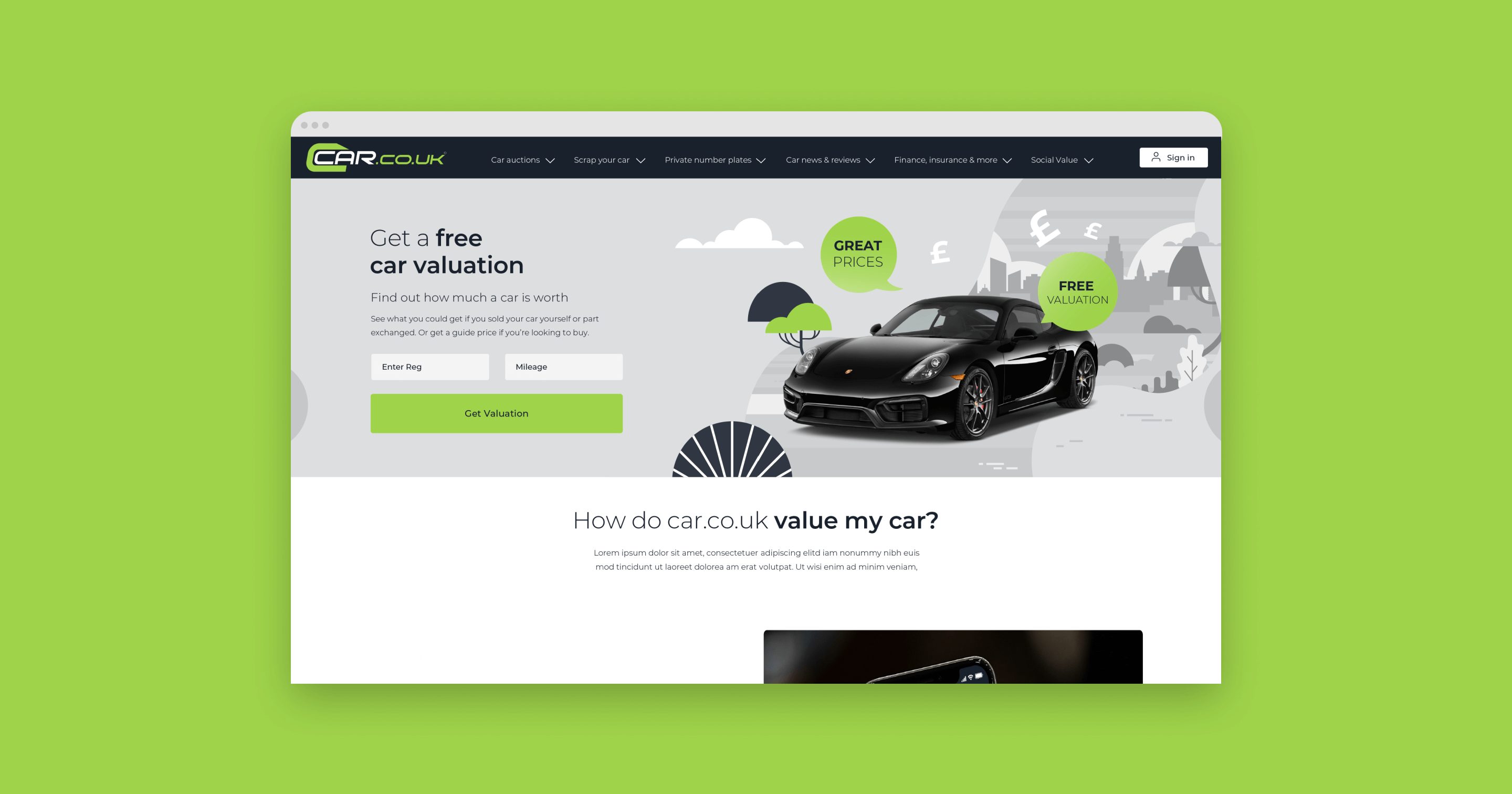 Car.co.uk web interface