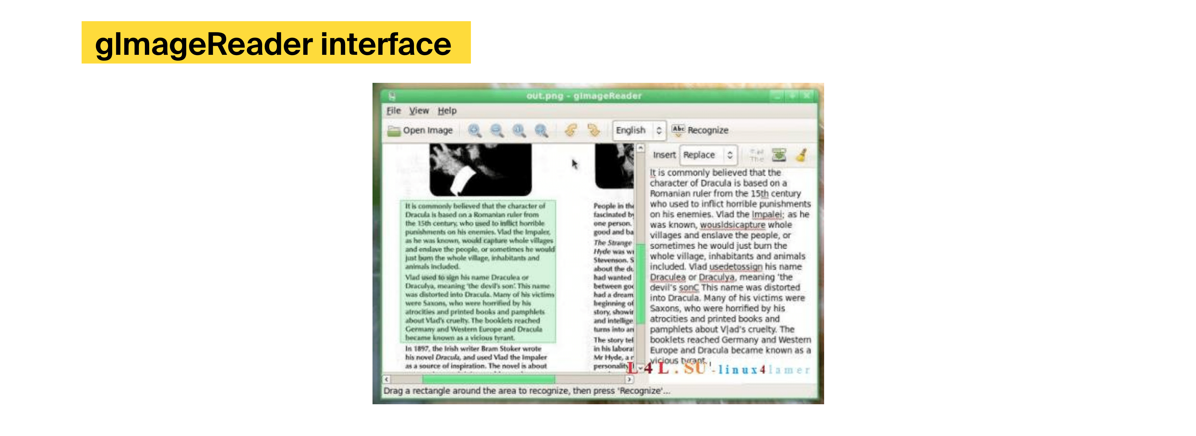 Tesseract interface OCR